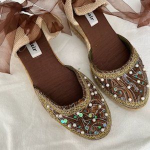 Flair brown sequin espadrilles Size 7